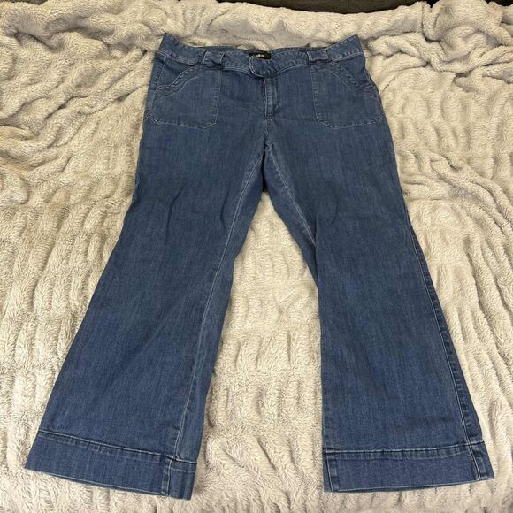 Ellos Jeans Women 22 Wide Leg High Rise Blue Denim Stretch Casual Plus Size - Picture 1 of 8